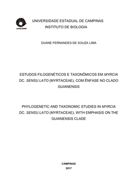 Estudos Filogenéticos E Taxonômicos Em Myrcia Dc