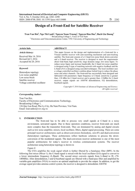 Design of a Front-End for Satellite Receiver