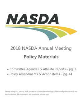2018 NASDA Annual Meeting Policy Materials