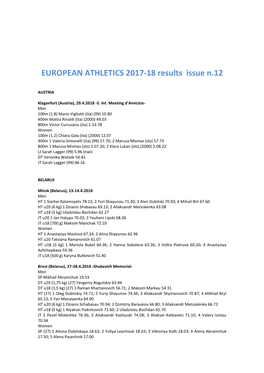 EUROPEAN ATHLETICS 2017-18 Results Issue N.12