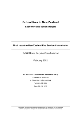 School Fires in New Zealand Economic and Social Analysis