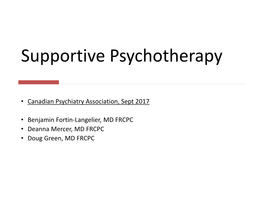 Supportive Psychotherapy