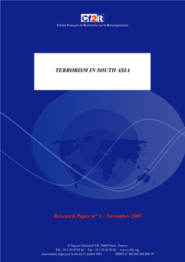TERRORISM in SOUTH ASIA Research Paper N° 3