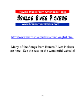 Many of the Songs from Brazos River Pickers Are Here. See the Rest on the Wonderful Website!