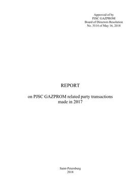 Report on Related Party Transactions Made in 2017