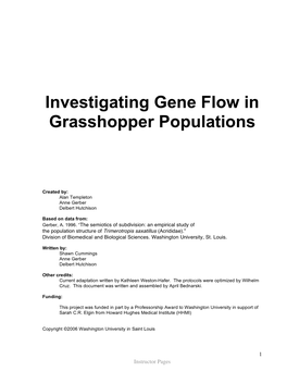 Investigating Gene Flow in Grasshopper Populations