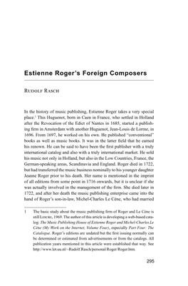 Estienne Roger's Foreign Composers