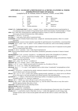 Glossary of Histological and Micro