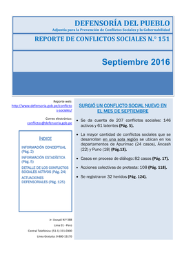 Reporte De Conflictos Sociales N.° 151