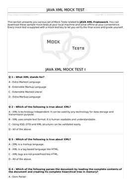 JAVA XML Mock Test