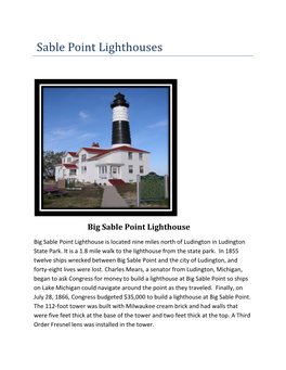 Sable Points Lighthouses Presentation.Pdf
