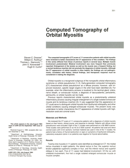 Computed Tomography of Orbital Myositis