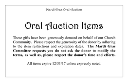 Oral Auction Items