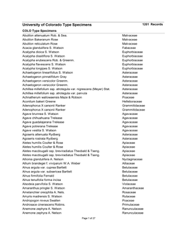 Vascular Type Species List