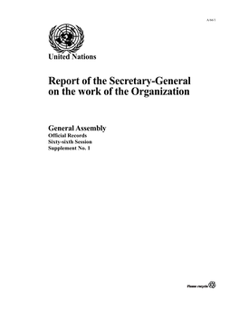 Report of the Secretary-General on the Work of the Organization