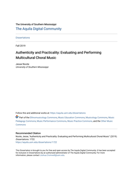 Authenticity and Practicality: Evaluating and Performing Multicultural Choral Music