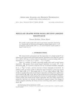 Regular Graphs with Small Second Largest Eigenvalue