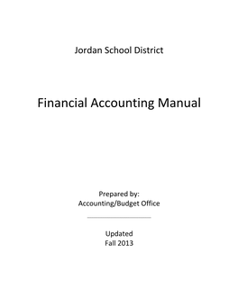 Jordan School District Financial Accounting Manual