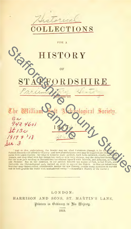 Collections for a History of Staffordshire, 1917-18