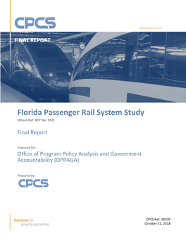 Florida Passenger Rail System Study ( Client Ref: RFP No