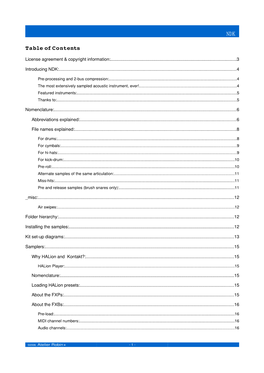 Table of Contents