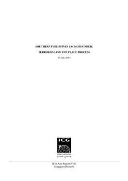 Southern Philippines Backgrounder: Terrorism and the Peace Process