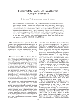 Fundamentals, Panics, and Bank Distress During the Depression