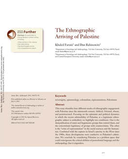 The Ethnographic Arriving of Palestine