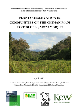 Plant Conservation in Communities on the Chimanimani Footslopes, Mozambique