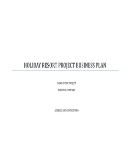 Holiday Resort Project Business Plan