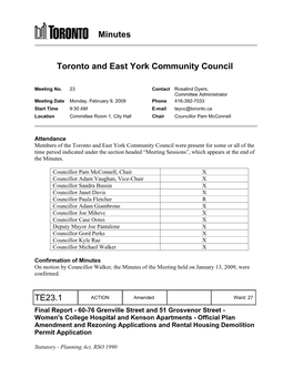 Toronto and East York Community Council