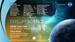 Paul Hertz NASA Town Hall