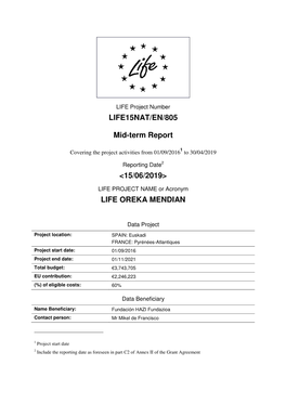 LIFE15NAT/EN/805 Mid-Term Report &lt;15/06/2019&gt;