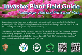 Invasive Plant Field Guide Kalaupapa National Historical Park