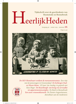 Tijdschrift Over De Geschiedenis Van Heemstede En Bennebroek Eerlijkheden H Jaargang 46 – Zomer 2019 – Nummer 181 Prijs C 4,95