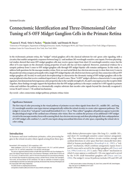 Connectomic Identification and Three-Dimensional Color Tuning of S-OFF Midget Ganglion Cells in the Primate Retina