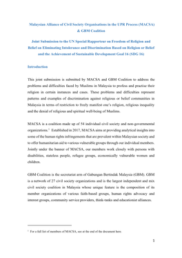 (MACSA) & GBM Coalition Joint Submission to the UN S