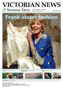 VICTORIAN NEWS ‘Our Heritage… Yesterday, Today and Tomorrow’ February 2012 Frank About Fashion