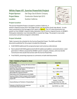 White Paper #7: Sunrise Powerlink Project