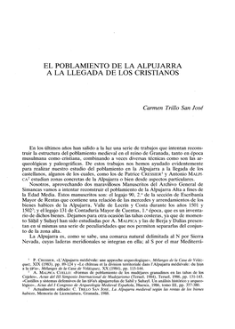 El Poblamiento De La Alpujarra a La Llegada De Los Cristianos