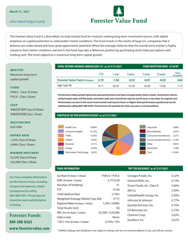 Forester Value Fund Fact Sheet