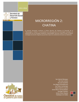 Microrregión 2: Chatina 1 2011-2016