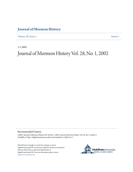 Journal of Mormon History Vol. 28, No. 1, 2002