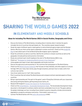 Sharing the World Games 2022 in Elementary and Middle Schools