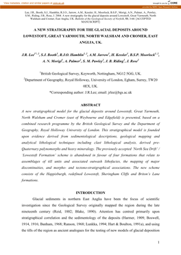 A New Lithostratigraphy for the Glacial Deposits