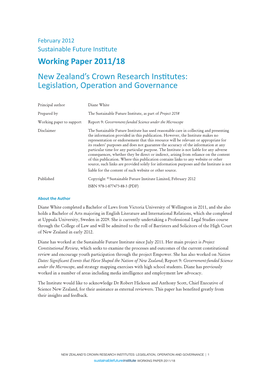 Working Paper 2011/18 New Zealand's Crown Research Institutes