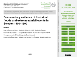 Documentary Evidence of Historical Floods and Extreme Rainfall