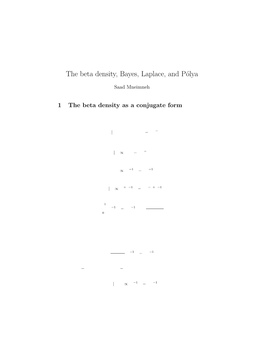 The Beta Density, Bayes, Laplace, and Pólya