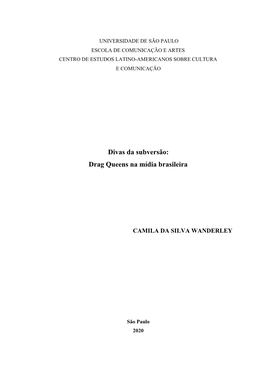 Divas Da Subversão: Drag Queens Na Mídia Brasileira