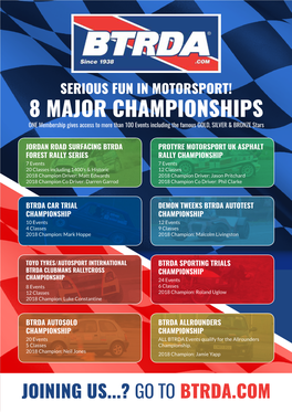 8 MAJOR CHAMPIONSHIPS ONE Membership Gives Access to More Than 100 Events Including the Famous GOLD, SILVER & BRONZE Stars